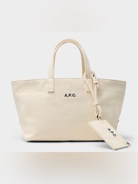 NWT - A.P.C. Off-White 'Le Drummer' Toile Small Tote - Ivory/Cream White